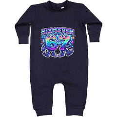 Six Seven 67 Retro Pixel Buddies Toddler Hoodie Or Infant Fleece Romper Navy Blue