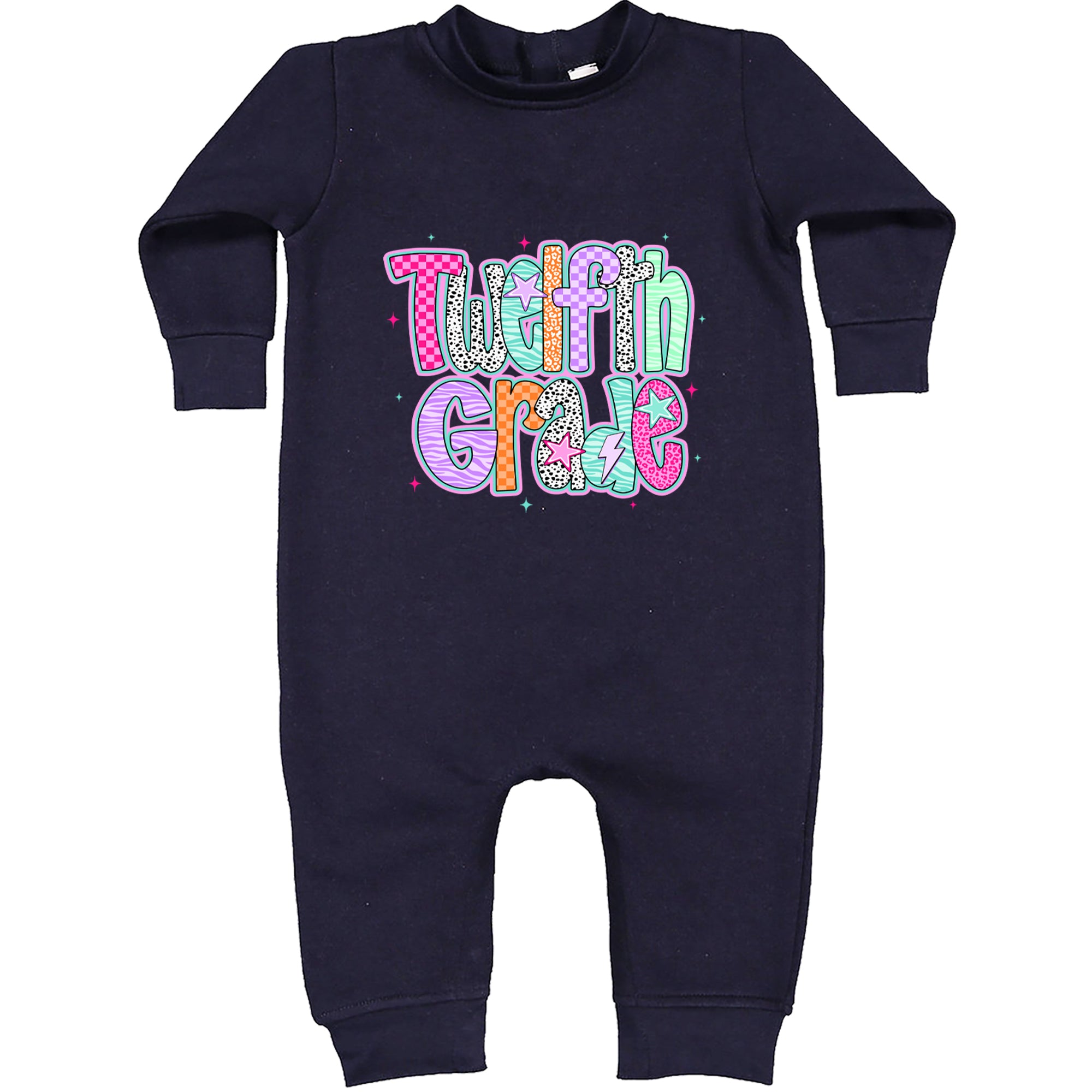 Senior Year Colorful Back to School Toddler Hoodie Or Infant Fleece Romper Navy Blue