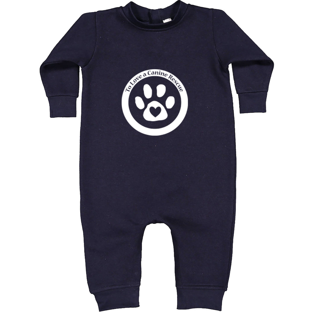 TLC To Love a Canine Dog Rescue White Toddler Hoodie Or Infant Fleece Romper Navy Blue