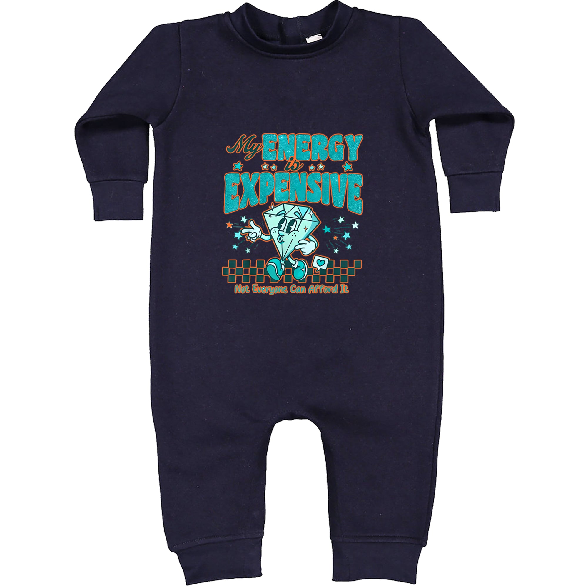 Diamond My Energy Is Expensive Toddler Hoodie Or Infant Fleece Romper Navy Blue