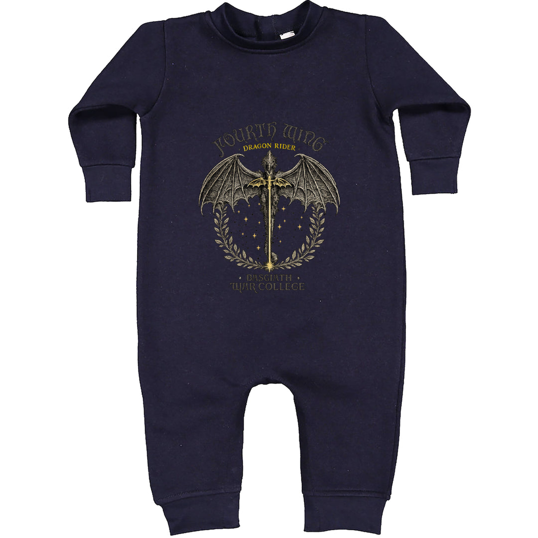 Fourth Wing Dragon Rider Vintage Basgiath War College Toddler Hoodie Or Infant Fleece Romper Navy Blue