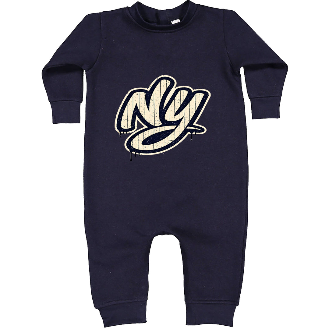 NYC New York City Grunge Street Toddler Hoodie Or Infant Fleece Romper Navy Blue