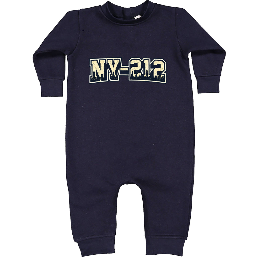 New York City 212 Area Code Skyline  Toddler Hoodie Or Infant Fleece Romper Navy Blue