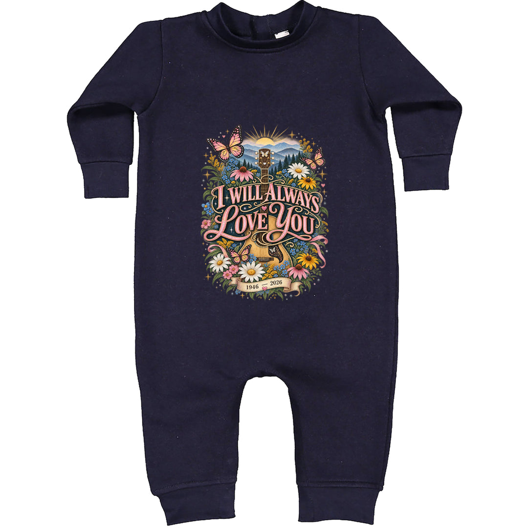 I Will Always Love You Dolly Toddler Hoodie Or Infant Fleece Romper Navy Blue