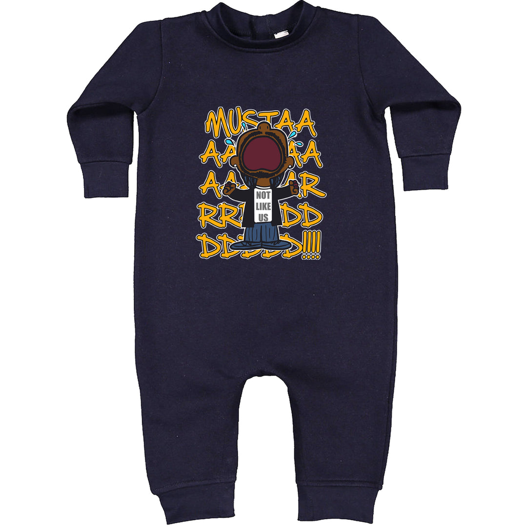 MUSTARD! Not Like Us Tv Off Toddler Hoodie Or Infant Fleece Romper Navy Blue
