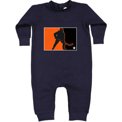 Hockey Enforcer Retro Vintage Toddler Hoodie Or Infant Fleece Romper Navy Blue