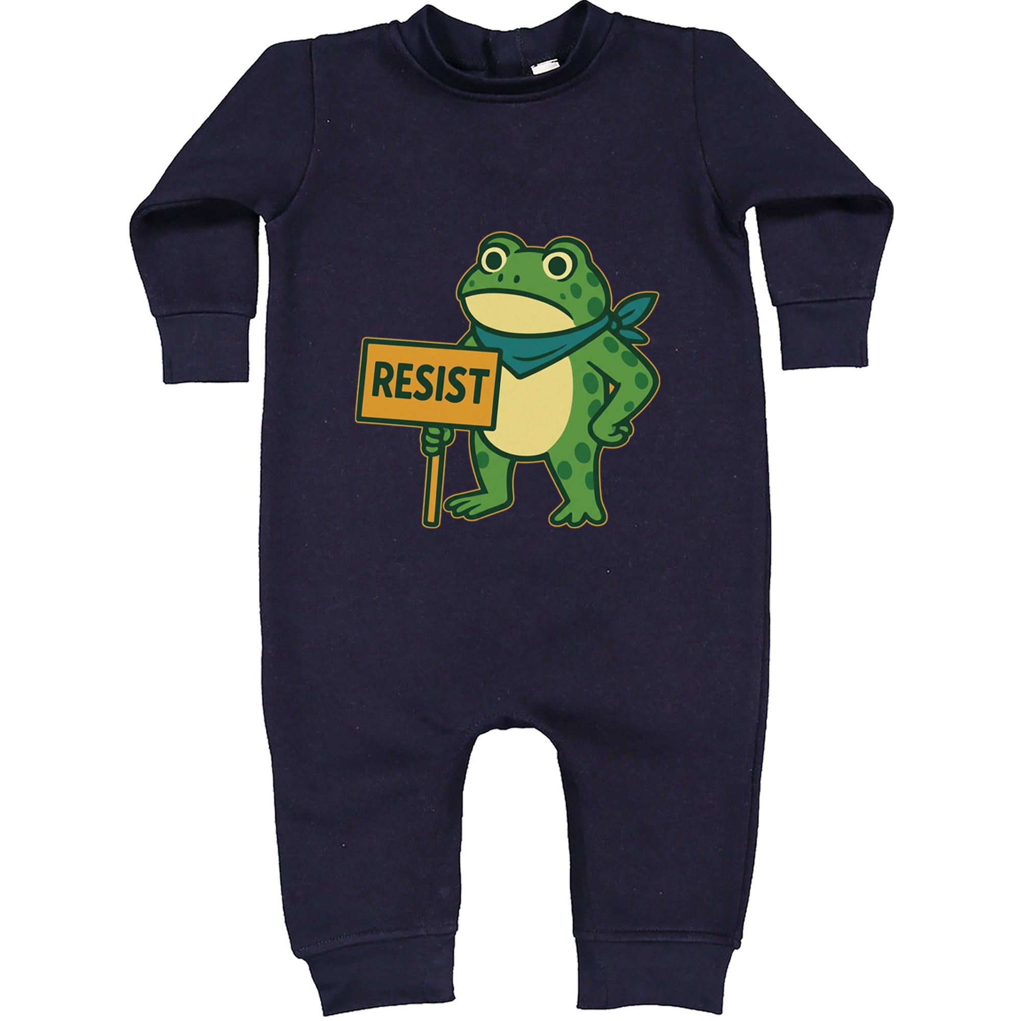 Sign Resist Meme Frog Protest Toddler Hoodie Or Infant Fleece Romper Navy Blue