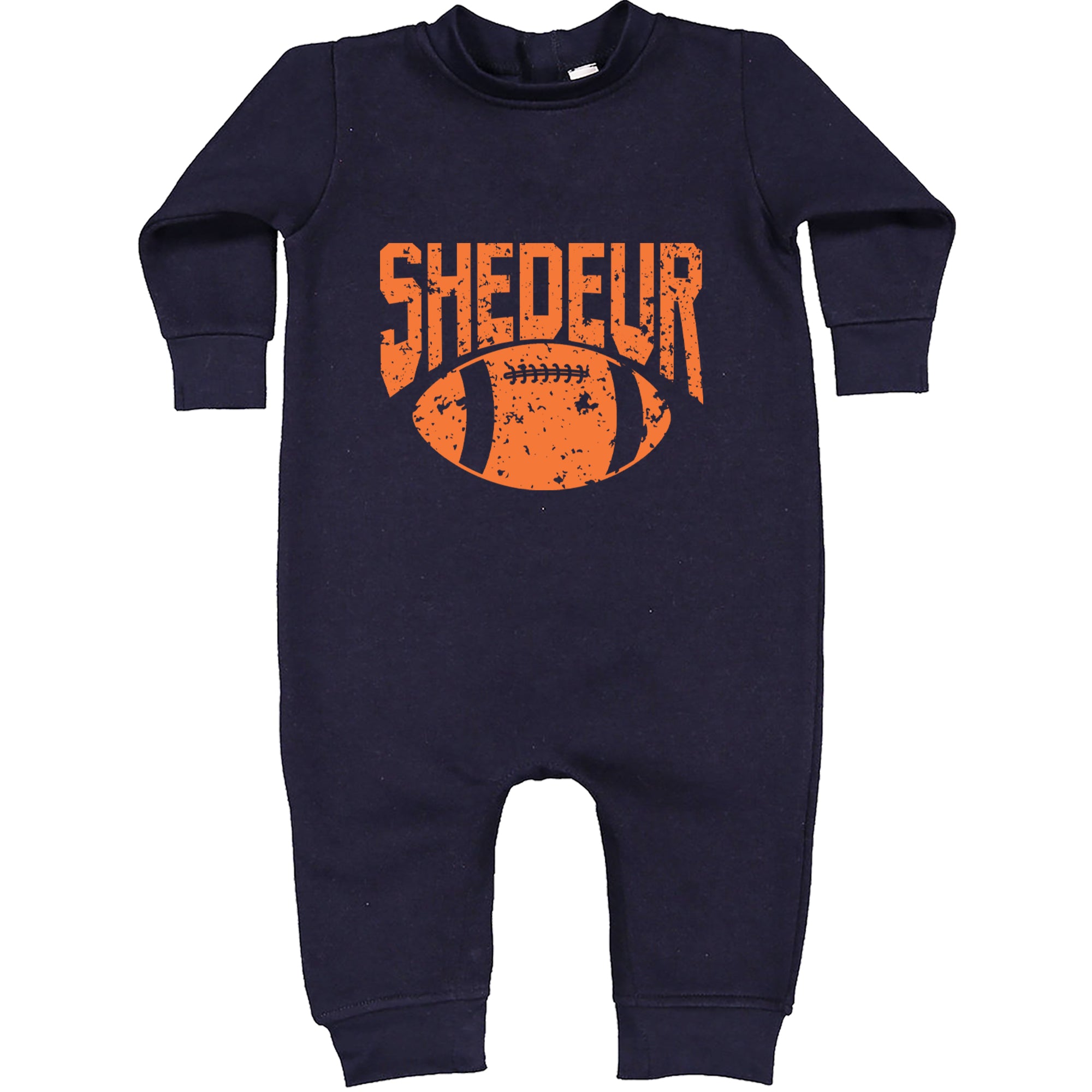 Shedeur Football Toddler Hoodie Or Infant Fleece Romper Navy Blue