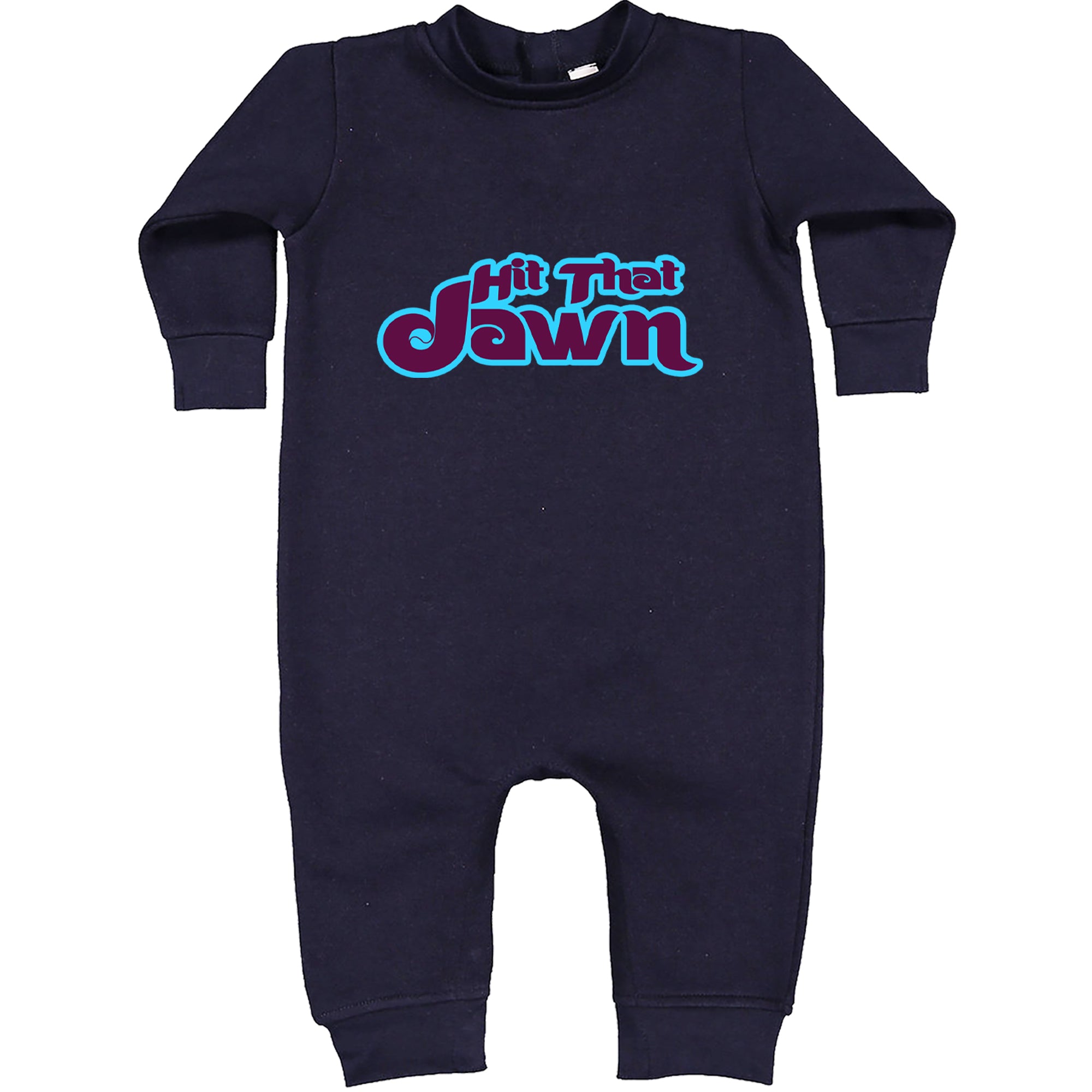 Hit That Jawn Philly Baseball Toddler Hoodie Or Infant Fleece Romper Navy Blue