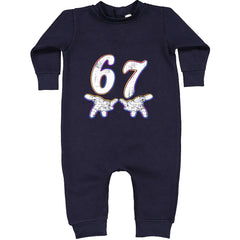 67 Hands Meme Viral Drill Toddler Hoodie Or Infant Fleece Romper Navy Blue