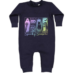Spooky Season Cute Pastel Halloween Design Toddler Hoodie Or Infant Fleece Romper Navy Blue