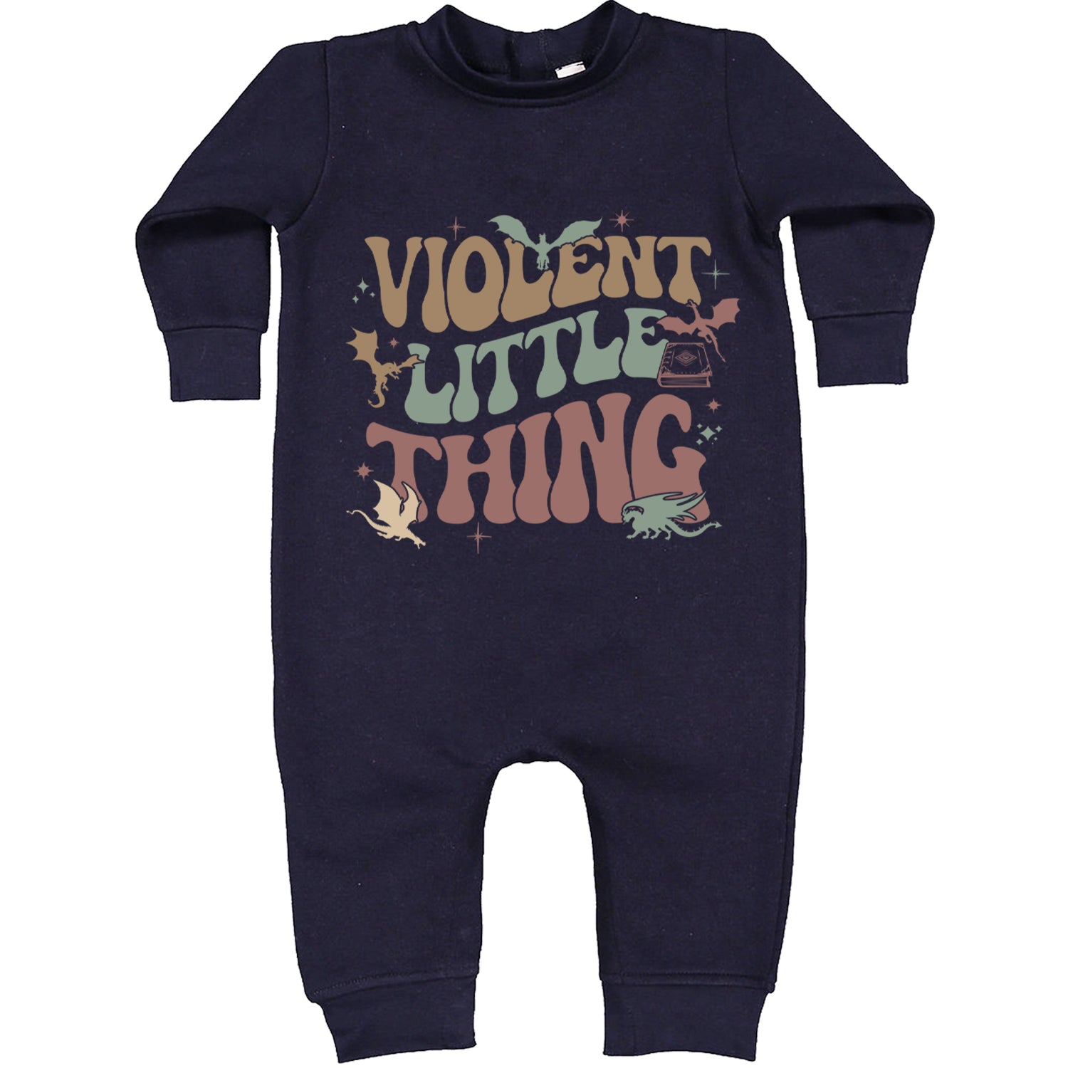 Violent Little Thing Dragon Toddler Hoodie Or Infant Fleece Romper Navy Blue