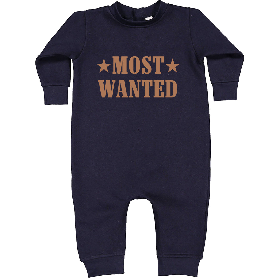 Most Wanted Cowboy Toddler Hoodie Or Infant Fleece Romper Navy Blue