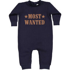 Most Wanted Cowboy Toddler Hoodie Or Infant Fleece Romper Navy Blue