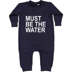 Must Be The Water Funny Racing Meme Toddler Hoodie Or Infant Fleece Romper Navy Blue