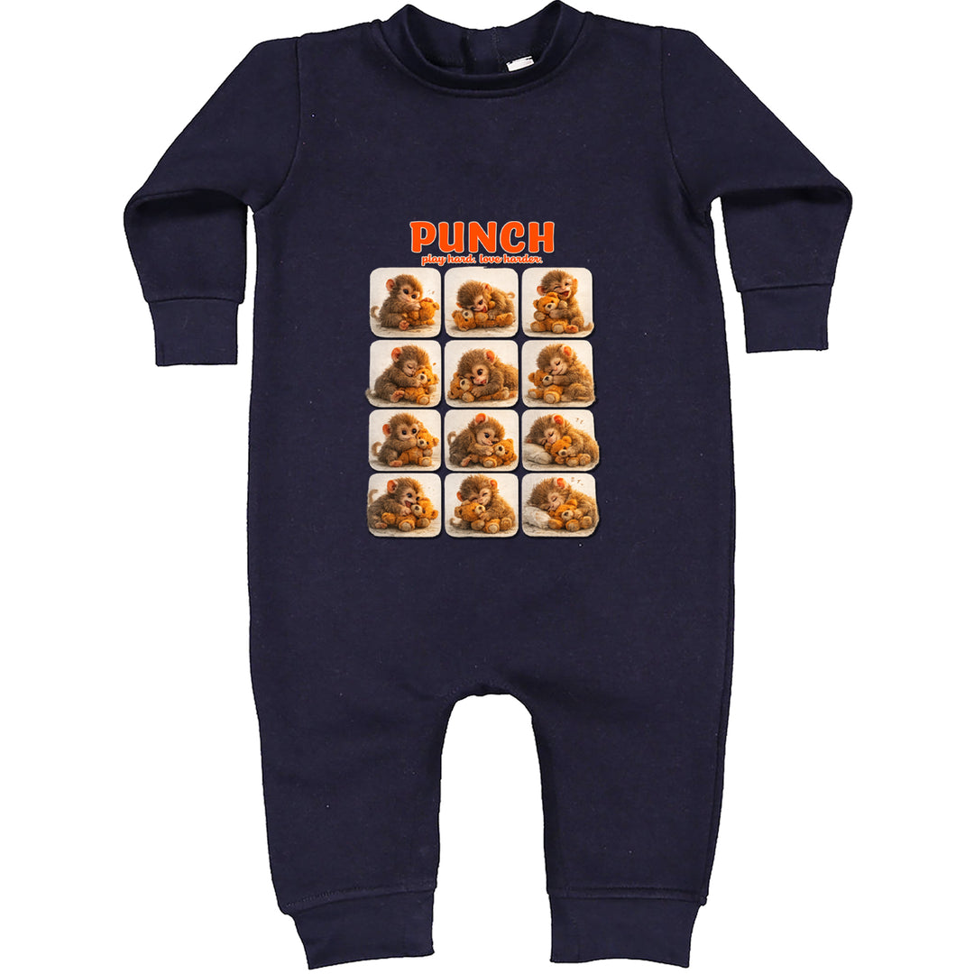 Punch Play Hard Love Harder Toddler Hoodie Or Infant Fleece Romper Navy Blue