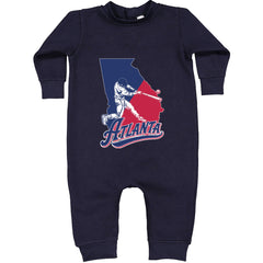 Atlanta Georgia Batter Up Toddler Hoodie Or Infant Fleece Romper Navy Blue
