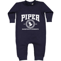 Piper Daughter of Aphrodite Rebel Heart Toddler Hoodie Or Infant Fleece Romper Navy Blue