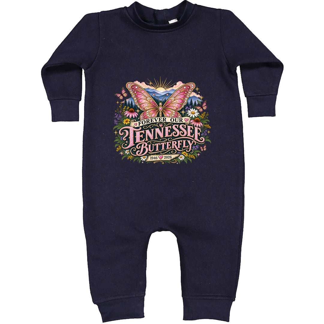 Forever Our Tennessee Butterfly Dolly Toddler Hoodie Or Infant Fleece Romper Navy Blue