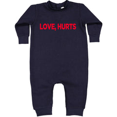 Love Hurts Toddler Hoodie Or Infant Fleece Romper Navy Blue