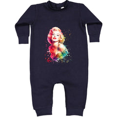 Mrs. Monroe Watercolors Bombshell Toddler Hoodie Or Infant Fleece Romper Navy Blue