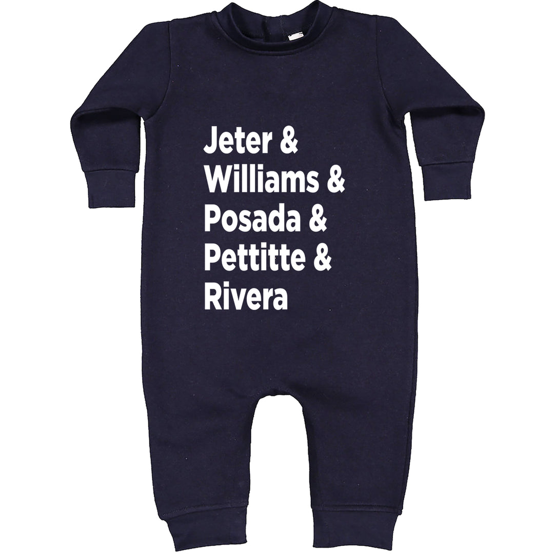 Jeter & Williams & Posada & Pettitte & Rivera Toddler Hoodie Or Infant Fleece Romper Navy Blue