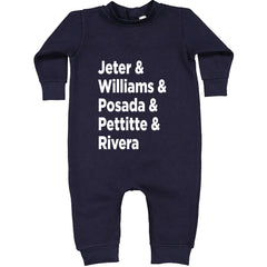 Jeter & Williams & Posada & Pettitte & Rivera Toddler Hoodie Or Infant Fleece Romper Navy Blue