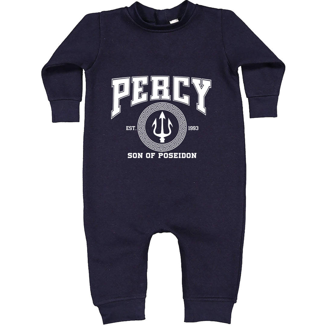 Percy Son Of Poseidon Sea God Toddler Hoodie Or Infant Fleece Romper Navy Blue