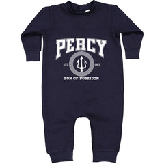 Percy Son Of Poseidon Sea God Toddler Hoodie Or Infant Fleece Romper Navy Blue