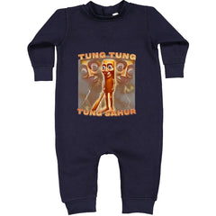 Tung Tung Tung Sahur Enforcer Toddler Hoodie Or Infant Fleece Romper Navy Blue
