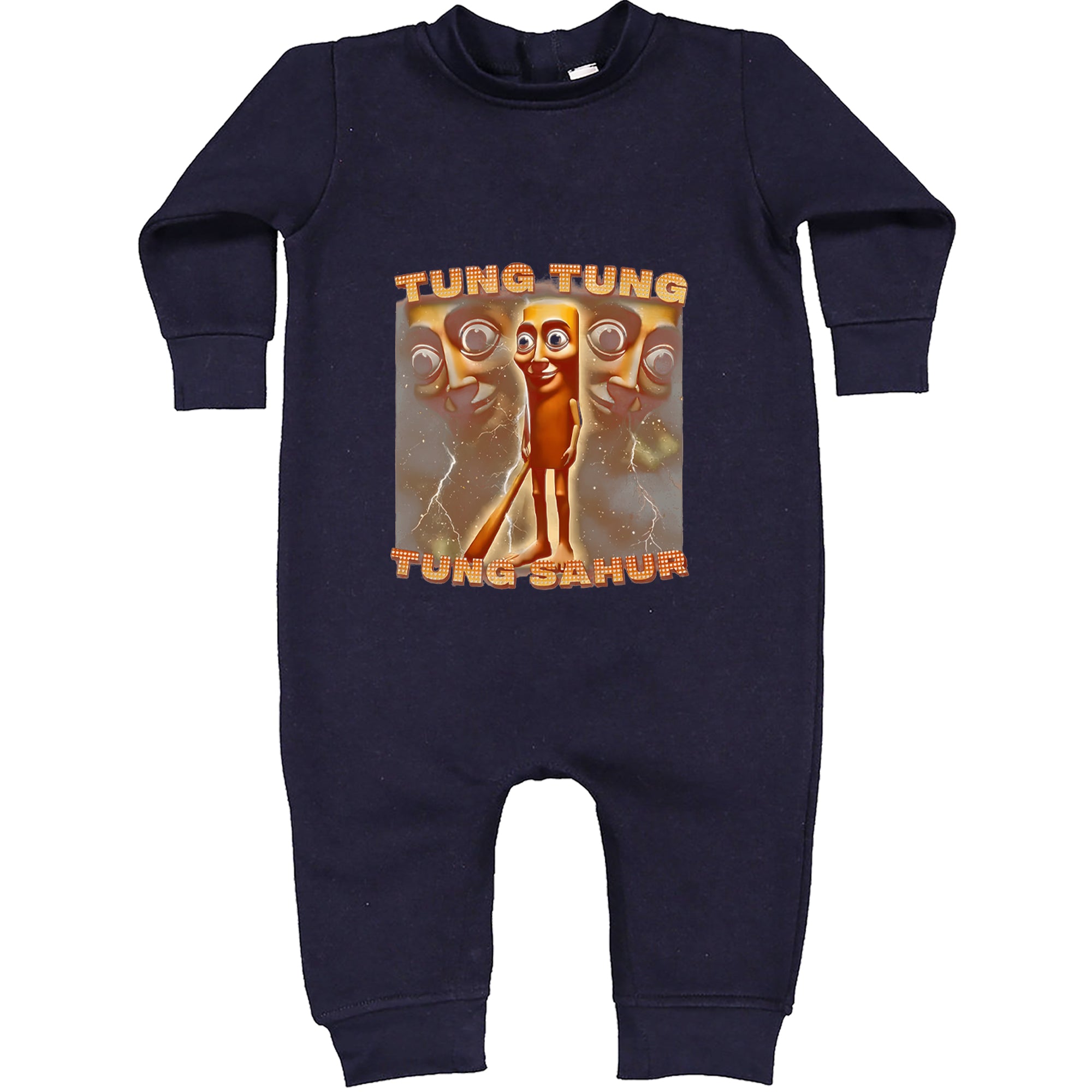 Tung Tung Tung Sahur Enforcer Toddler Hoodie Or Infant Fleece Romper Navy Blue