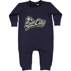 Sin City Vegas Retro Vintage Toddler Hoodie Or Infant Fleece Romper Navy Blue