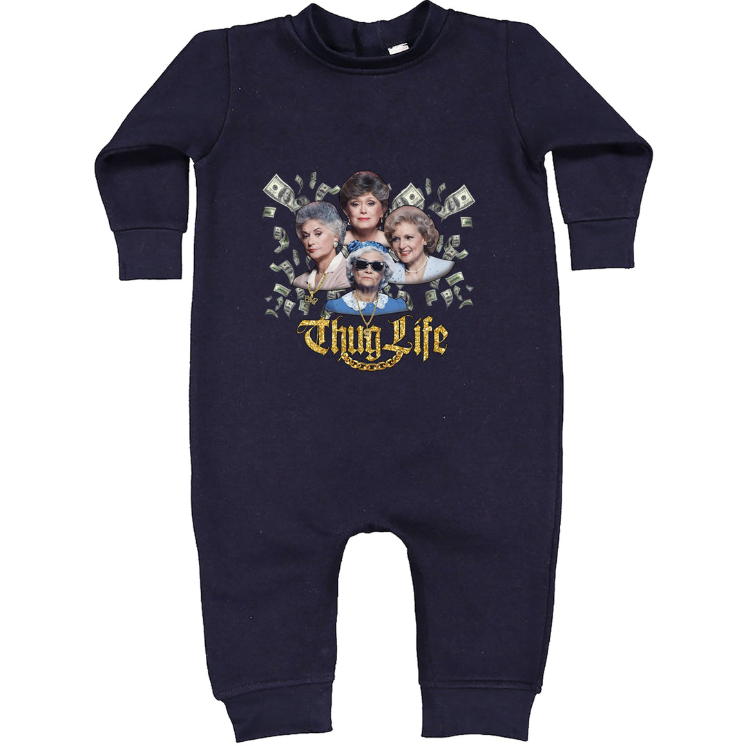 Golden Chain Thug Life Girls Toddler Hoodie Or Infant Fleece Romper Navy Blue
