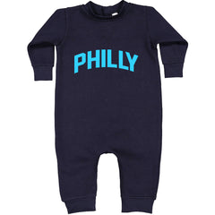 Philly Philadelphia Pride graphic on Toddler Hoodie and Baby Fleece Onesie in Navy Blue