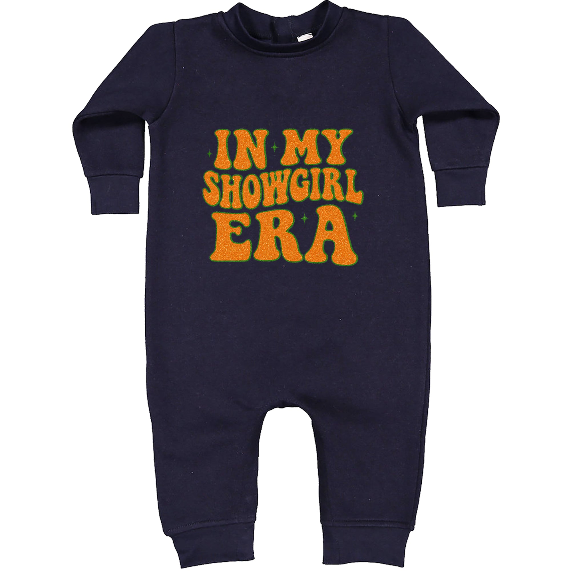 In My Showgirl Era Retro Toddler Hoodie Or Infant Fleece Romper Navy Blue
