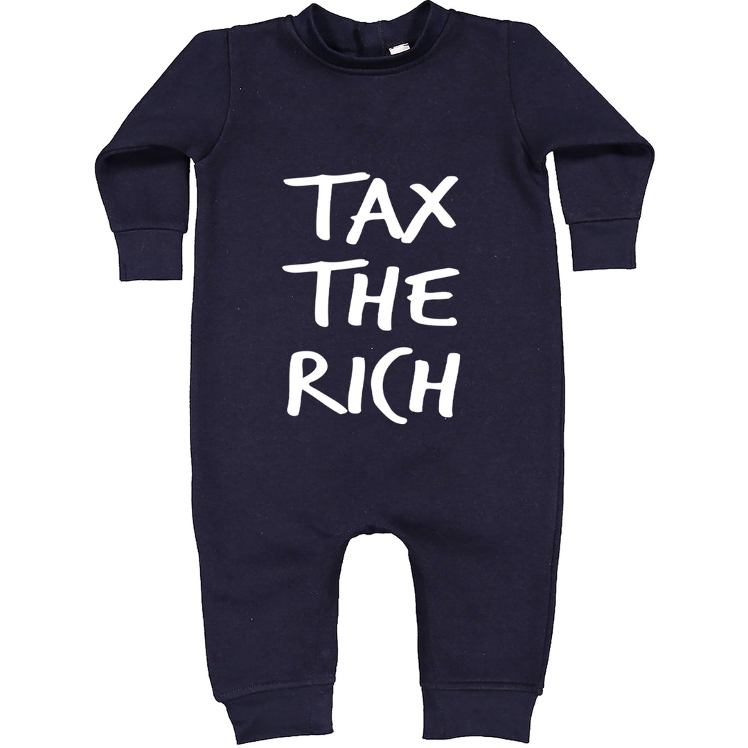 Tax the Rich Protest Wealth Inequality graphic on Toddler Hoodie and Baby Fleece Onesie in Navy Blue alternate view 2