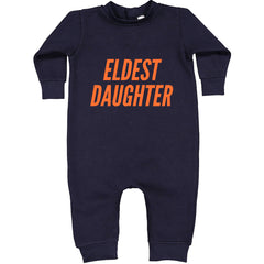 Eldest Daughter Toddler Hoodie Or Infant Fleece Romper Navy Blue