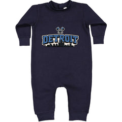 Detroit Motor City Retro Piston Toddler Hoodie Or Infant Fleece Romper Navy Blue
