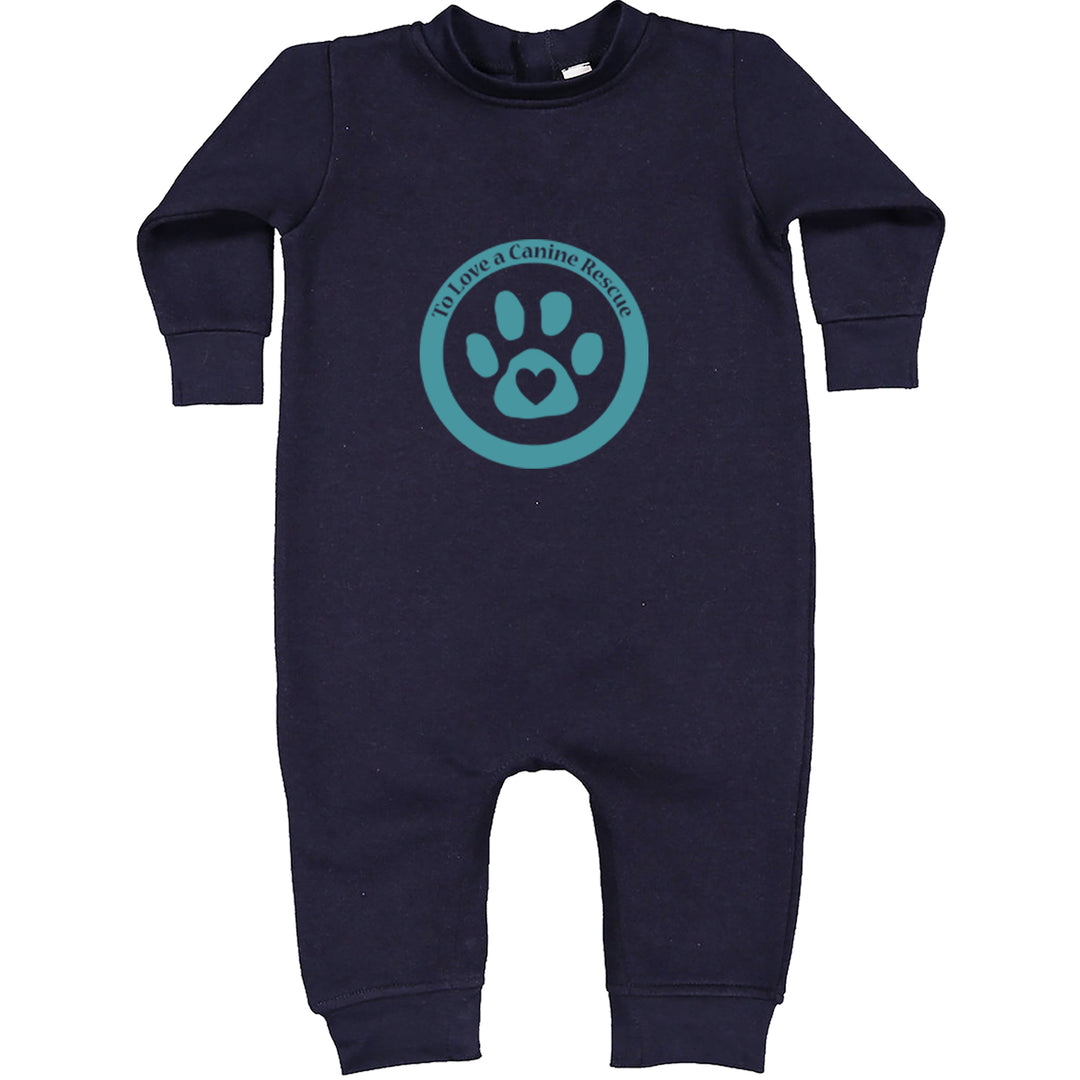 TLC To Love a Canine Dog Rescue Teal Toddler Hoodie Or Infant Fleece Romper Navy Blue