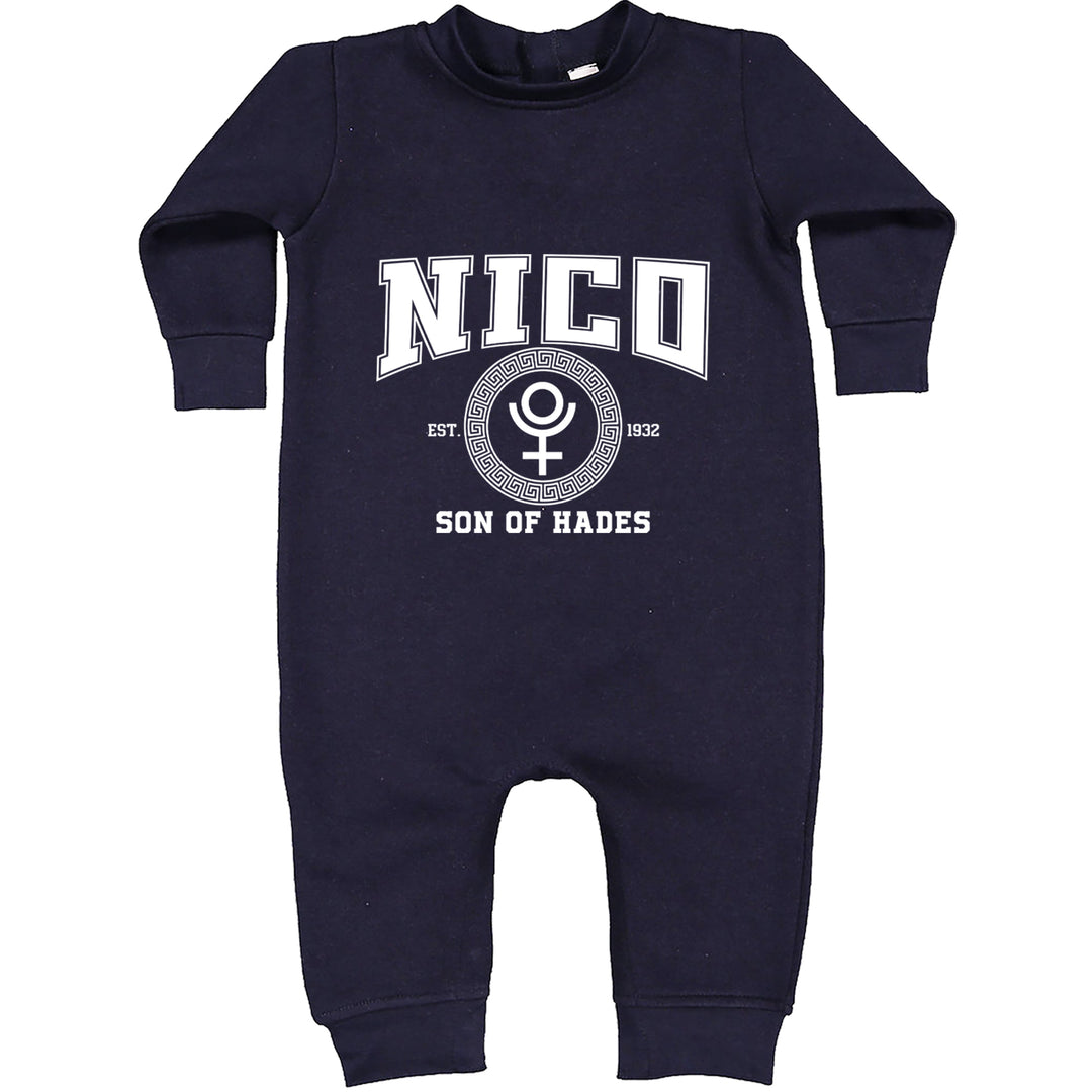 Nico Son of Hades Underworld Crest Toddler Hoodie Or Infant Fleece Romper Navy Blue