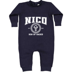 Nico Son of Hades Underworld Crest Toddler Hoodie Or Infant Fleece Romper Navy Blue
