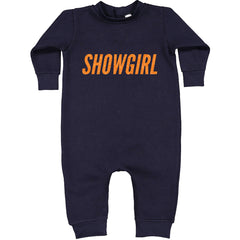 Showgirl Orange Glitter Toddler Hoodie Or Infant Fleece Romper Navy Blue
