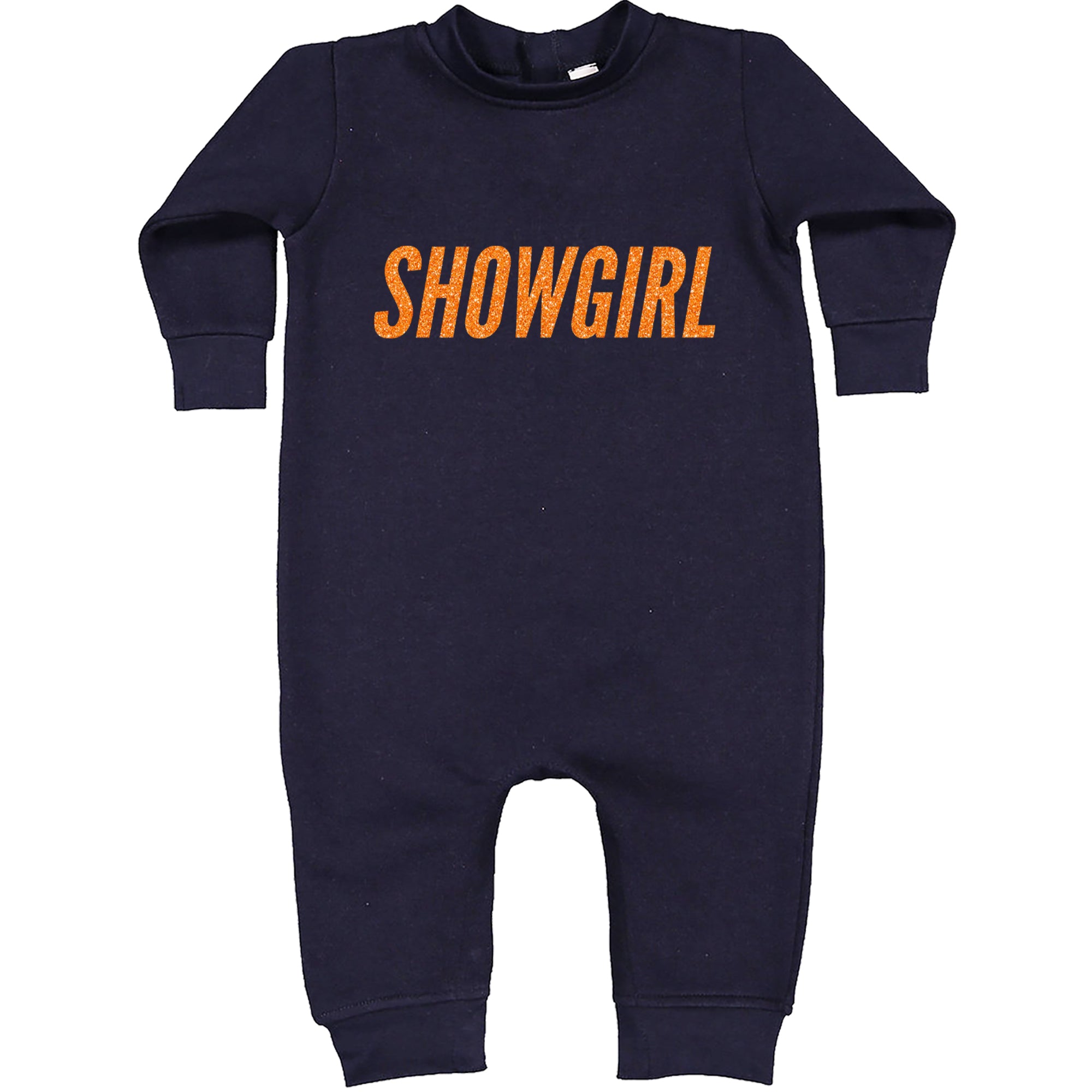 Showgirl Orange Glitter Toddler Hoodie Or Infant Fleece Romper Navy Blue