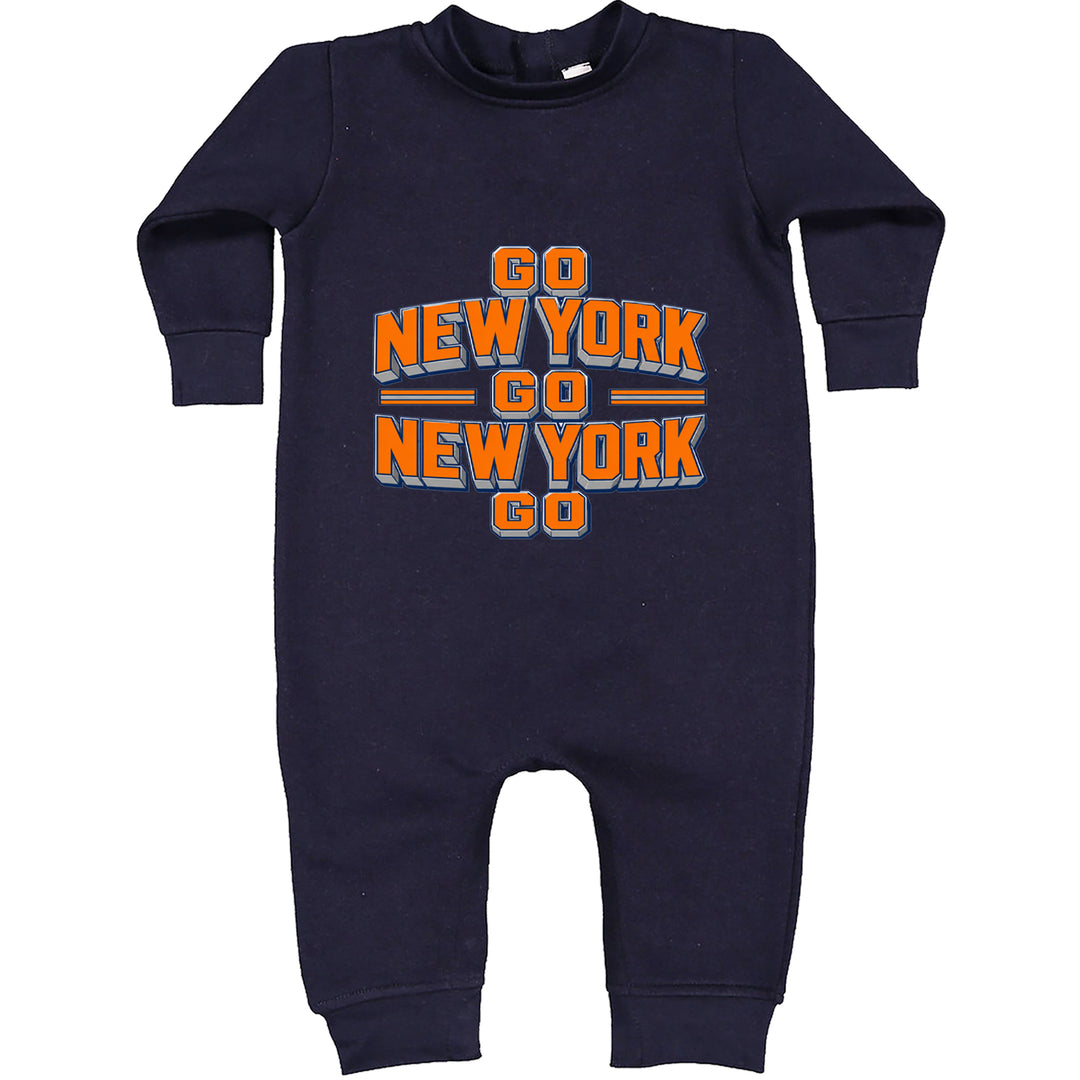 Go New York Go Basketball Toddler Hoodie Or Infant Fleece Romper Navy Blue