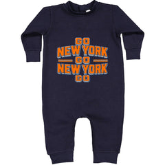 Go New York Go Basketball Toddler Hoodie Or Infant Fleece Romper Navy Blue