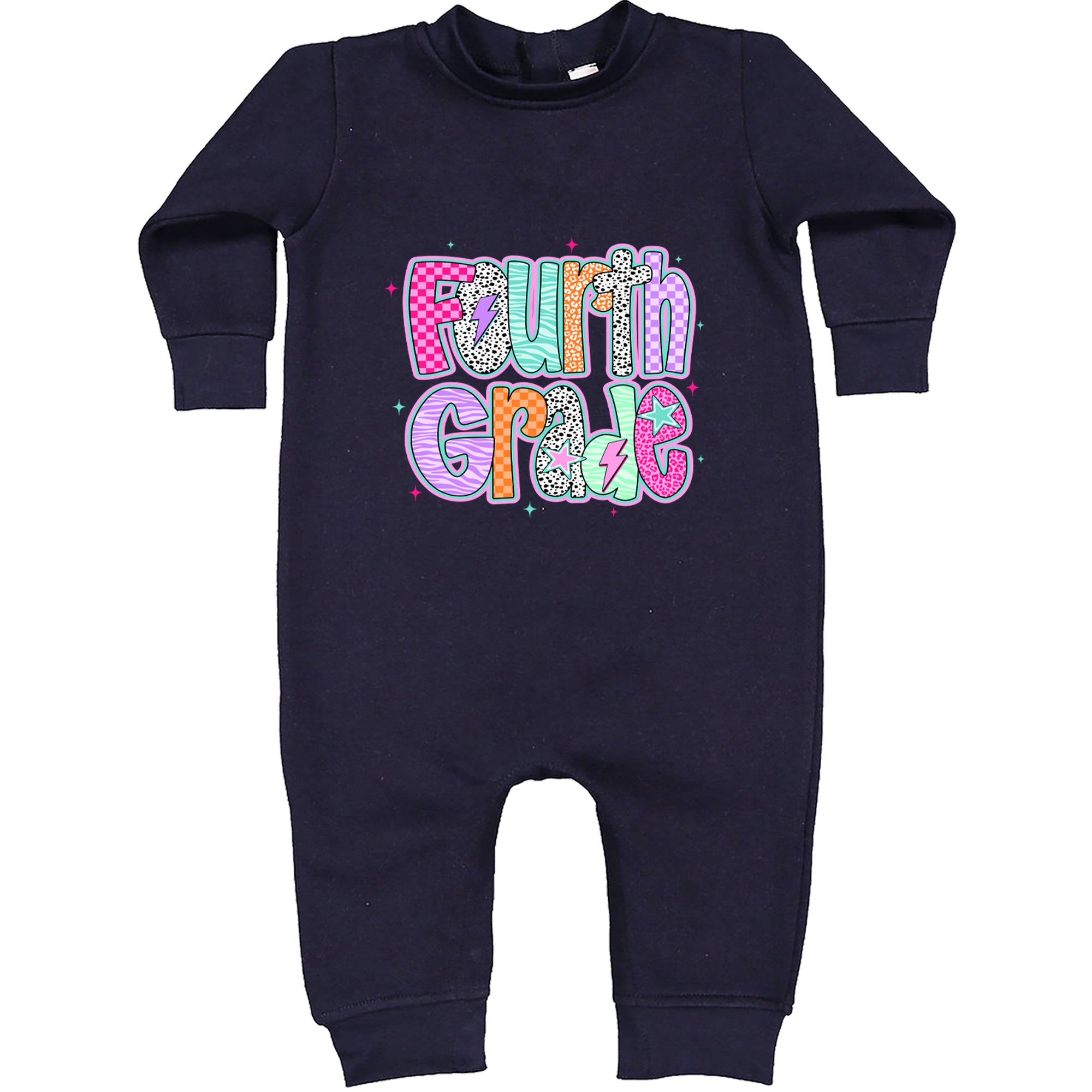 Fourth Grade Fierce Colorful Back to School Toddler Hoodie Or Infant Fleece Romper Navy Blue