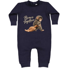 Punch Brave Together Stuffed Animal Toddler Hoodie Or Infant Fleece Romper Navy Blue