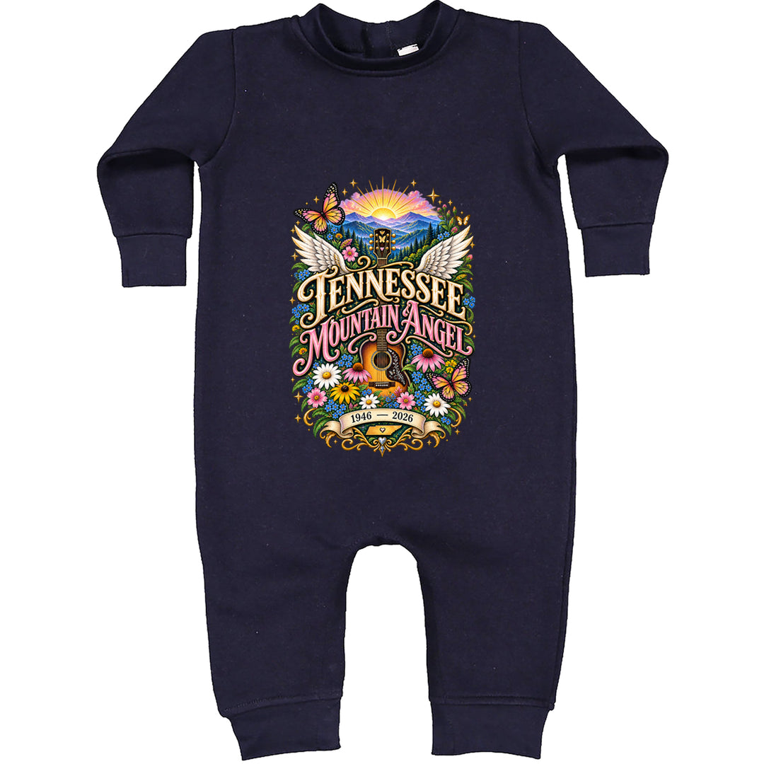 Tennessee Mountain Angel Wings Dolly Toddler Hoodie Or Infant Fleece Romper Navy Blue