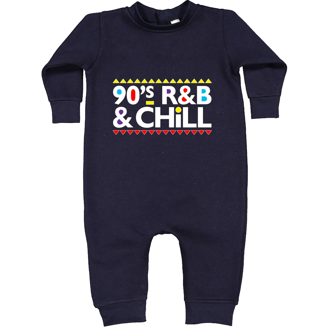 90s R&B and Chill Retro Throwback Toddler Hoodie Or Infant Fleece Romper Navy Blue