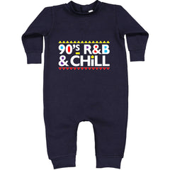 90s R&B and Chill Retro Throwback Toddler Hoodie Or Infant Fleece Romper Navy Blue